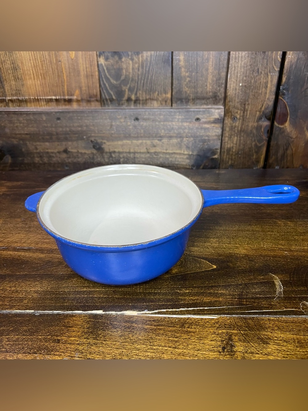 Le Creuset Signature Blue Enameled Cast Iron Saucepan Marseille 18 VTG France